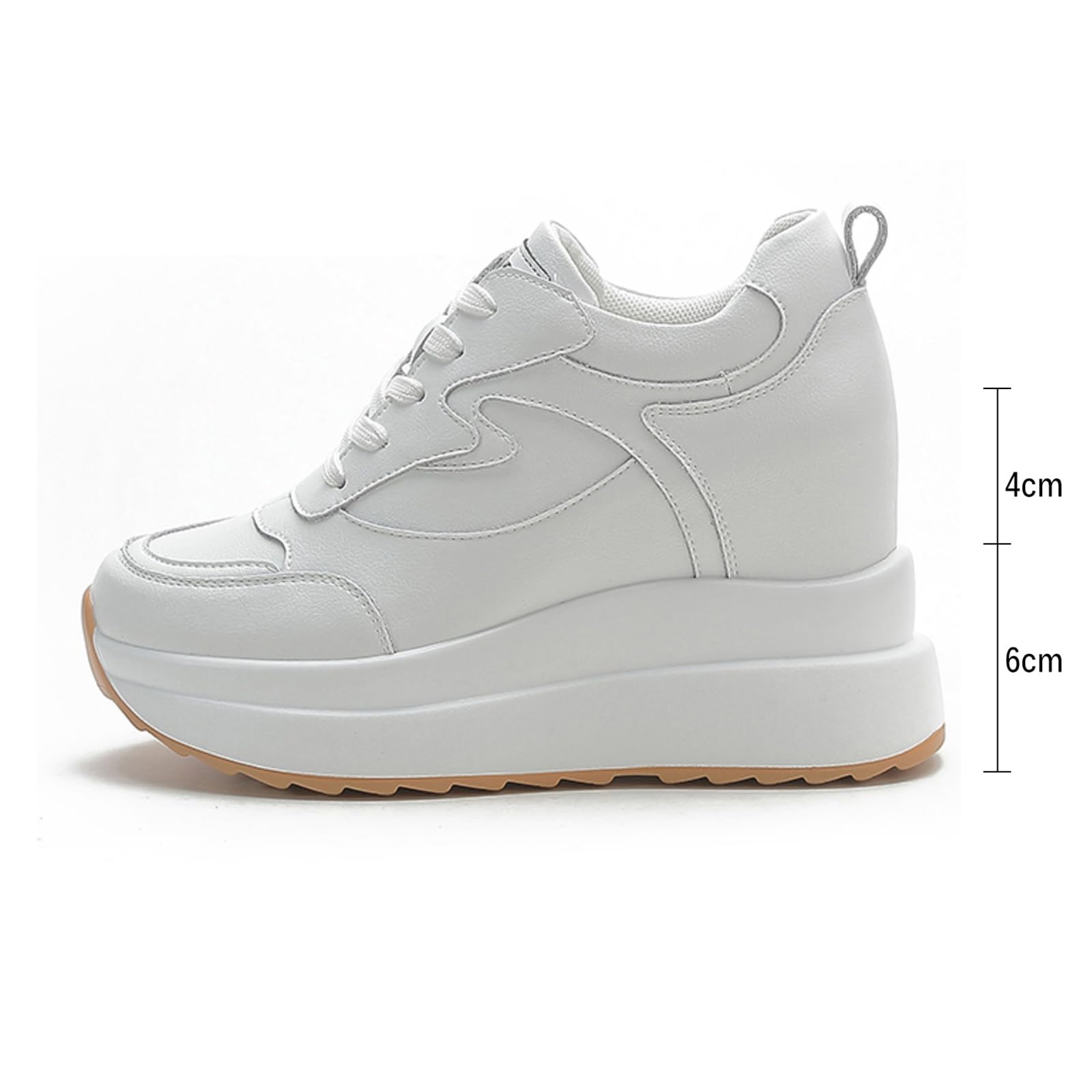 Zapatillas de Cuña para Mujer Moda Cuero Zapatos de Deporte Altas Ligeras Casuales Wedge Plataforma Sneakers con Tacón Oculto 10CM