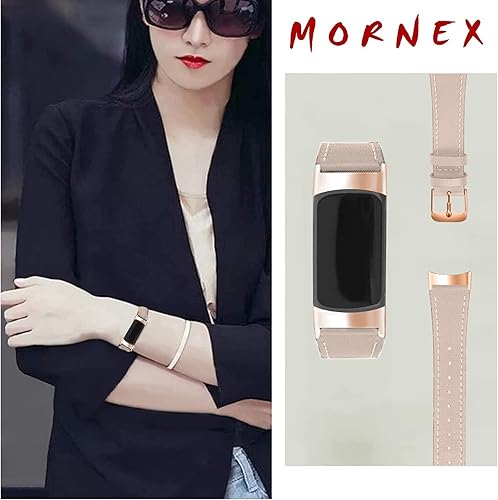 Miniatura 6 de Replacement Leather Band Compatible for Fitbit Charge 256, Classic Genuine Leather Wristband for Men Women