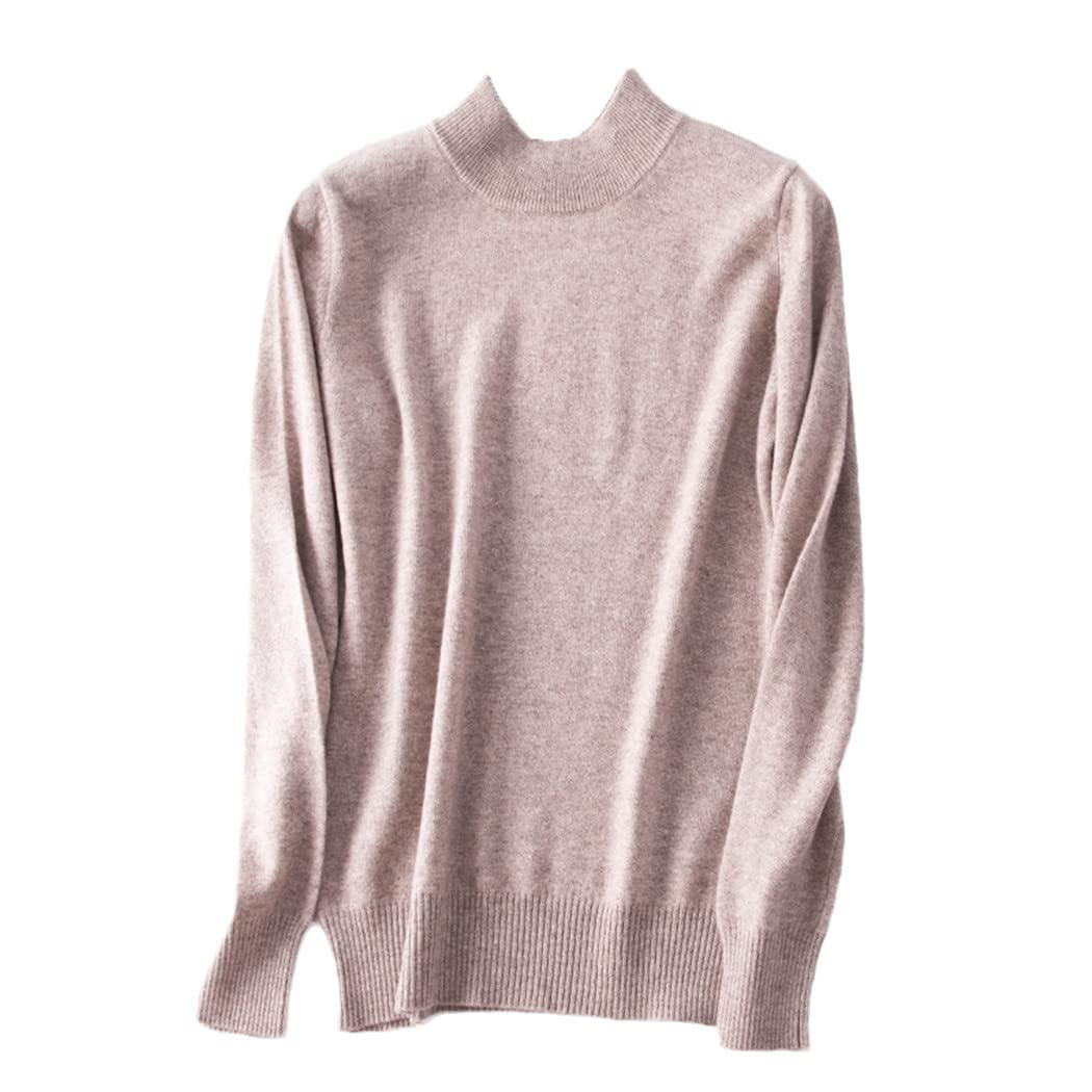 FULBHPRINT Maglione a collo alto in misto cashmere da donna maglione a collo alto femminile autunno inverno manica lunga pullover tinta unita, Khaki9, XXL
