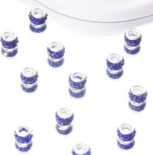 Vista 18 de 200 cuentas europeas de agujero grande – Mixcolor Lampwork Rhinestone Craft Beads para bricolaje pulseras joyería fabricación