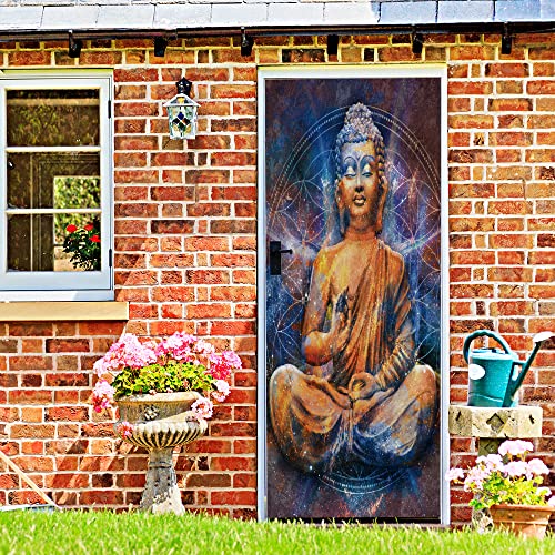 Trompe l'oeil porte Grand Bouddha impression HD vinyle premium 3D