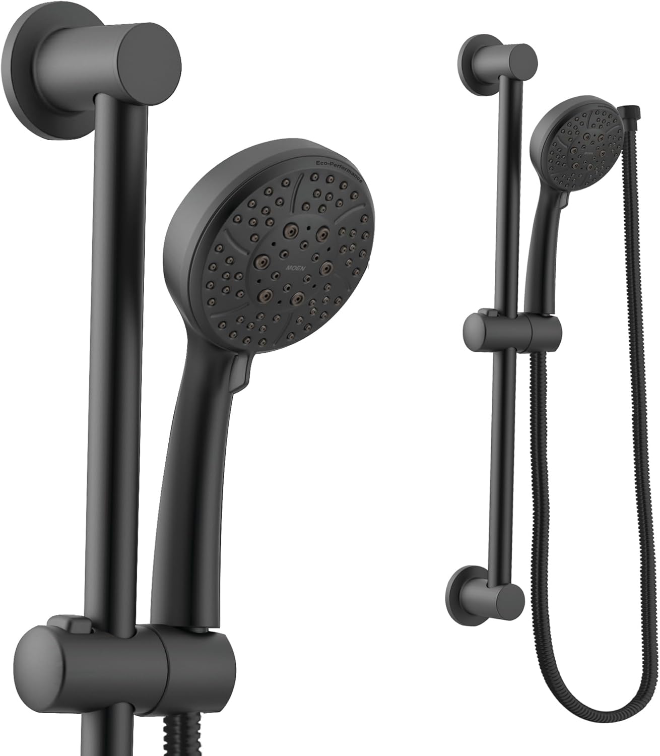 Moen Matte Black Eco-Performance 4-Spray Pattern Detachable Handheld Showerhead with 69-Inch-Long Hose and 30-Inch Slide Bar, 3669EPBL