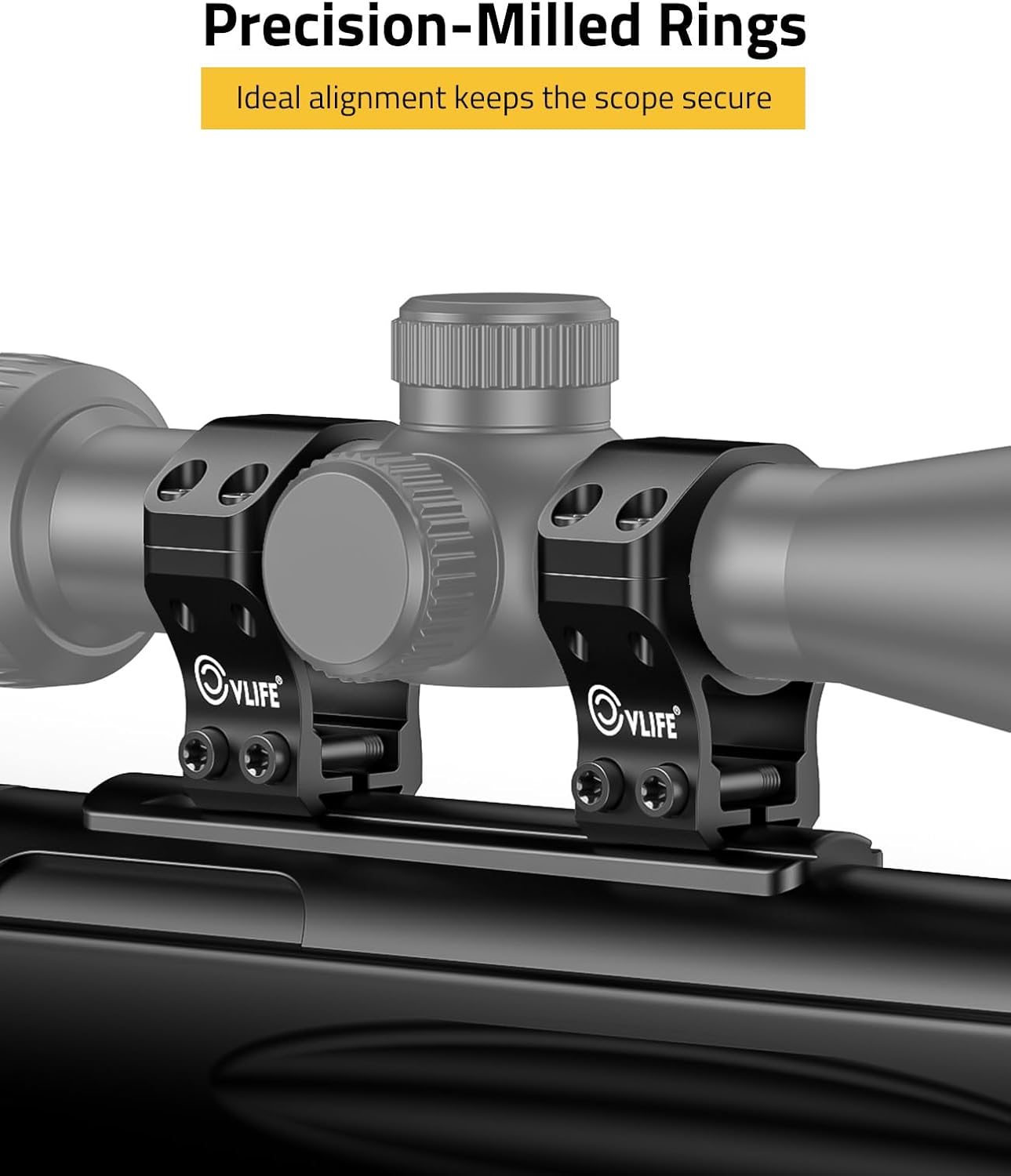 CVLIFE 1 inch Dovetail Scope Rings Mount for 3/8 inch or 11mm Dovetail Rails - 1" Rifle Scope Mount with See Through Base - 2 Pieces