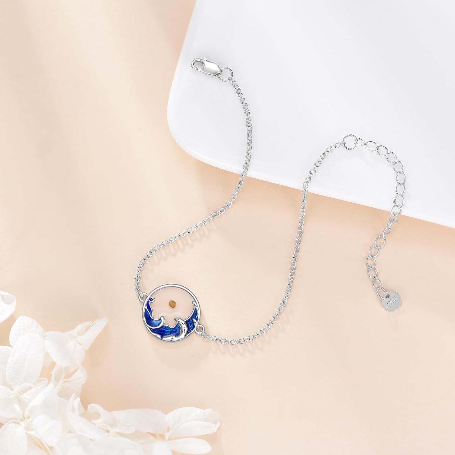 ONEFINITY Mustard Seed Bracelet 925 Sterling Silver Wave Bracelet Faith Jewelry Gift For Women