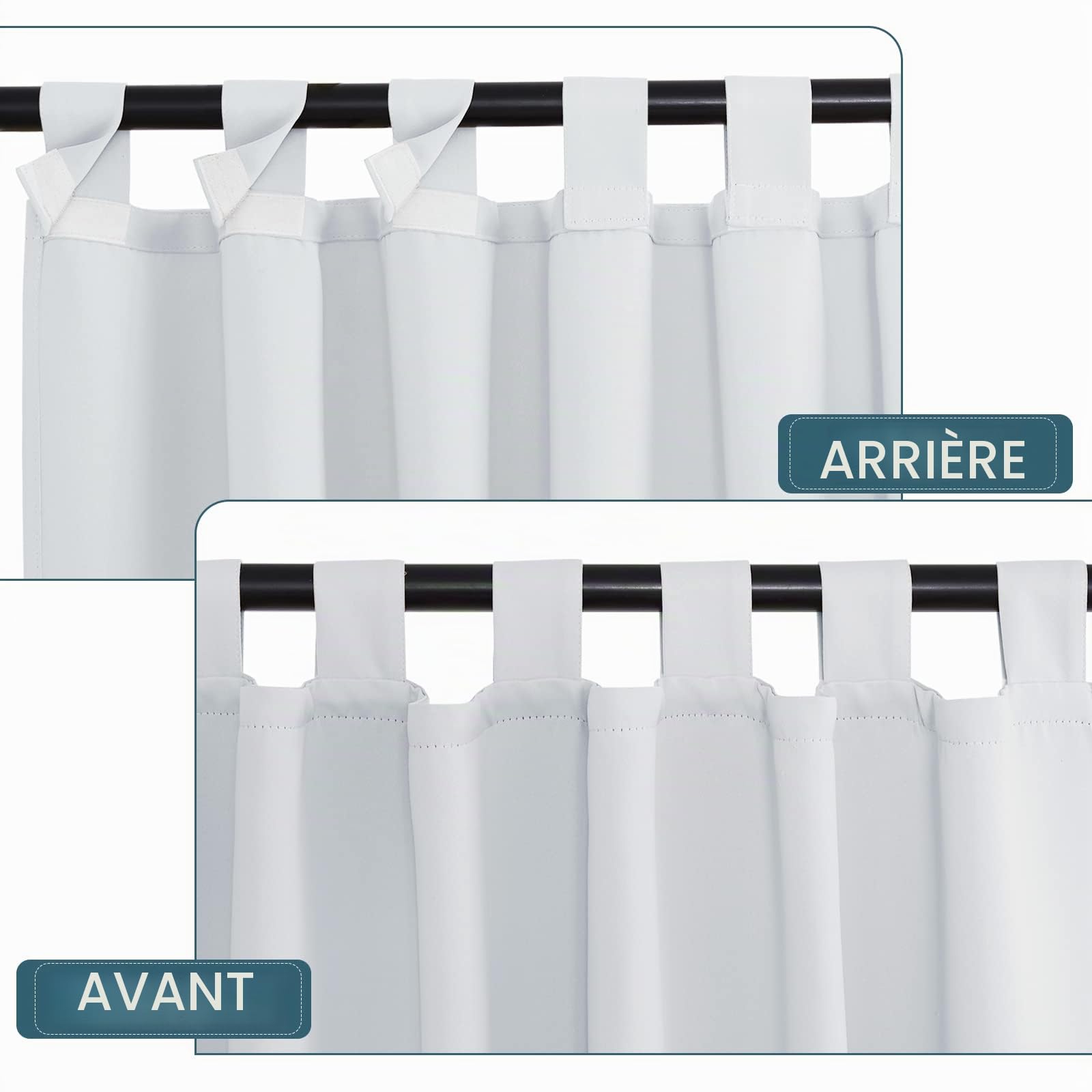 Pony Dance Rideaux d'Extérieur - Rideau Occultant Impermeable à Pattes pour Intérieur Extérieur Thermique Anti Froid Chaleur pour Pergola/Jardin, L 132 x H 213 cm, Gris Blanc, 2 PCS