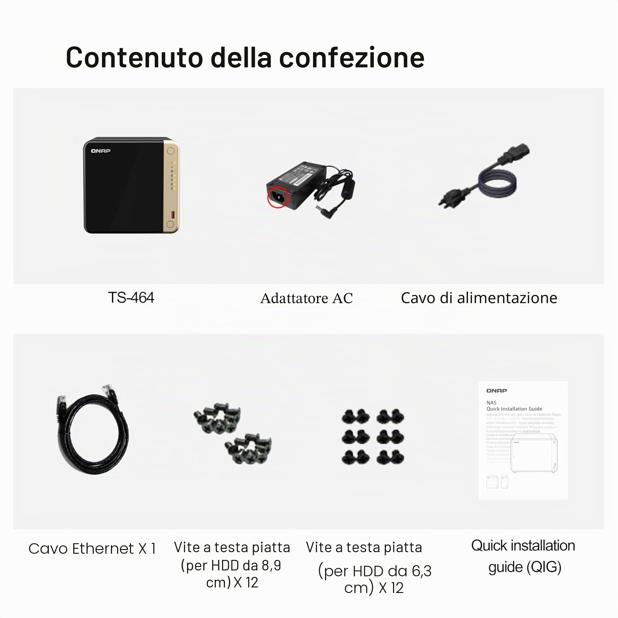 QNAP TS-464-8G-US NAS desktop ad alte prestazioni a 4 alloggiamenti con processore Intel Celeron Quad-core, slot M.2 PCIe e doppia connettività di rete 2,5GbE (2,5G/1G/100M) (senza disco)