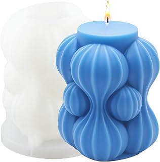 Geometric Wave Silicone Candle Mold Irregular Striped Cylinder Candle Molds Geometric Pillar Resin Casting Mold for Candle Making Polymer Clay Aromatherapy Plaster Candles Home Decoration