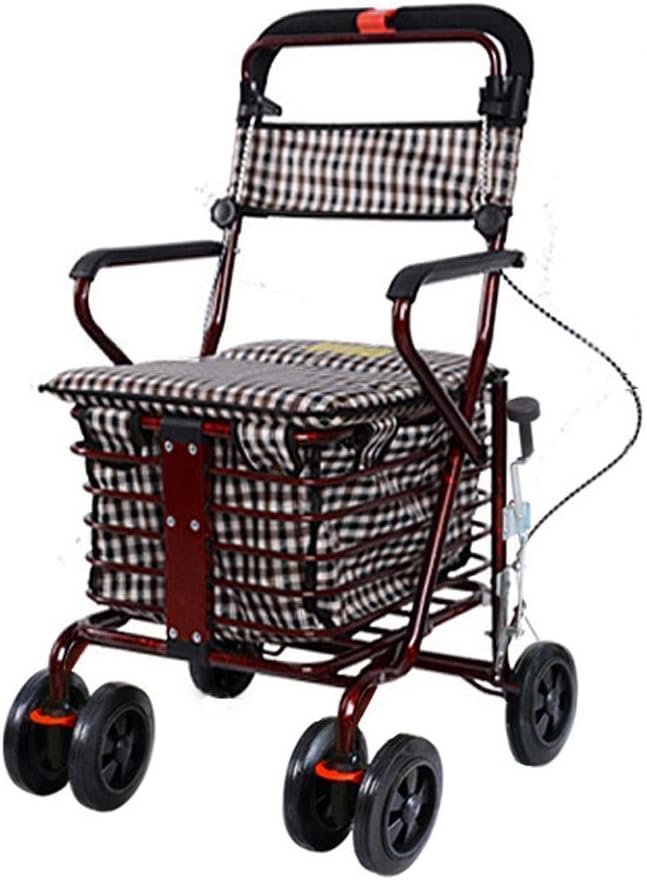 Bastidor para caminar ajustable en altura, andador, carrito de pesca universal de dos ruedas para compras con freno de mano, andadores plegables para personas mayores que caminan, con freno de estacio