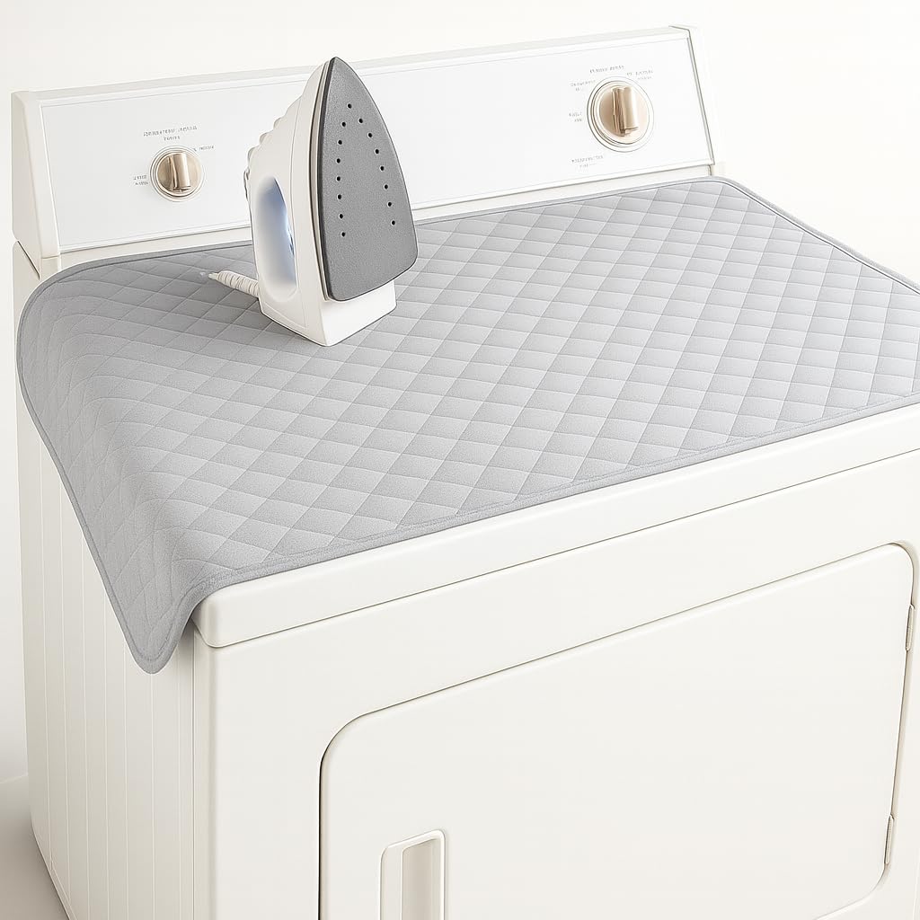 Magnetic Portable Ironing Mat 18" x 31" – Quilted Heat-Resistant Ironing Blanket for Washer or Dryer Tops – Foldable Tabletop Ironing Pad and Board Alternative