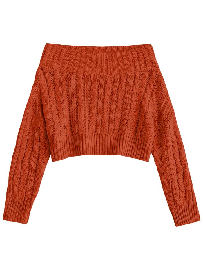 Image of ZAFUL Women V Neck Button Knit Crop Sweaters Batwing Sleeve V Back Ribbed Hem Pullover Sweater