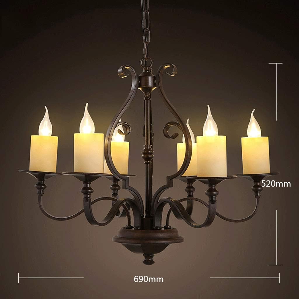 Chandelier - Restaurant Hotel Retro Nostalgic Wrought Iron Multi-Head Candle Holder 69×52cm Chain Length 180cm SF