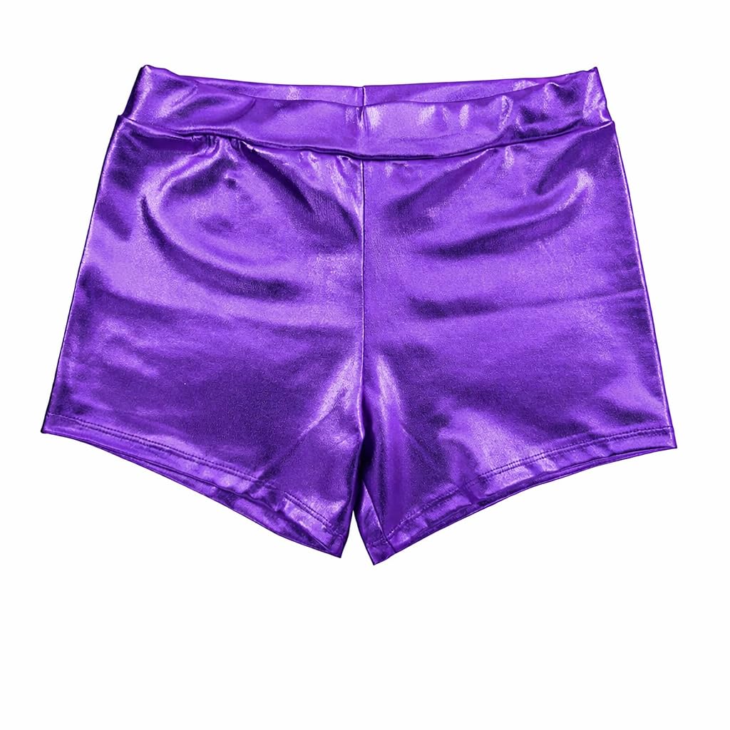 Carnavalife Shiny Metallic Shorts for Women, Sexy Women's Culotte for Costumes Dance Disco and Parties, berry, M
