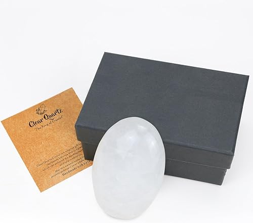 Vista 6 de MAIBAOTA Piedra de Cuarzo Cristal Transparente Grande de 2.4", Piedra de Palma Pulida Cristales Curativos de 0.7" de Grosor Piedra Preciosa Natural