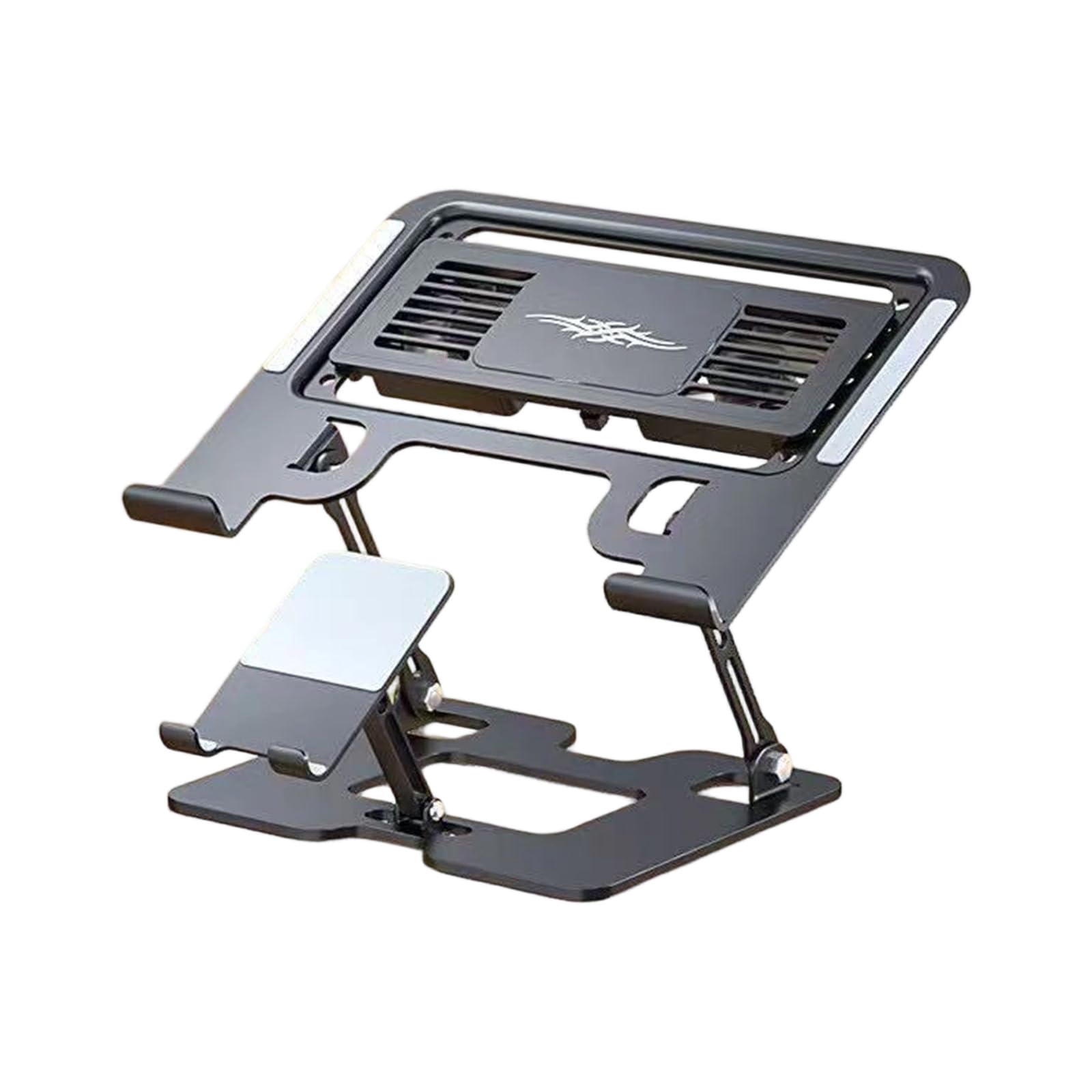 Grip Pad Supporto di raffreddamento per laptop con supporto per telefono, pieghevole regolabile per scrivania di casa Studio Supporto di raffreddamento per laptop regolabile Supporto per