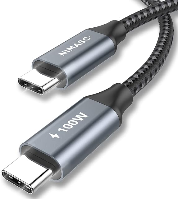USB C to USB C Cable 3M,NIMASO USB Type C Cable 100W 20V/5A PD Fast Charging Cable Lead for MacBook Pro,iPad mini6/Pro 2021/2020,Google Pixel 4XL,Samsung Galaxy S21/Note20 Ultra 5G/S20+/Xperia10