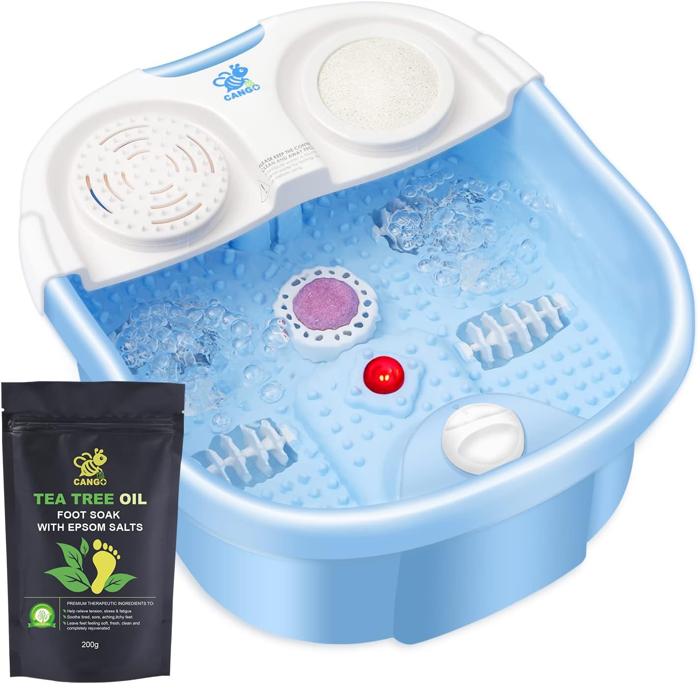Foot Spa Bath Massager with Heat Bubbles and Massage and Jets, Tea Tree