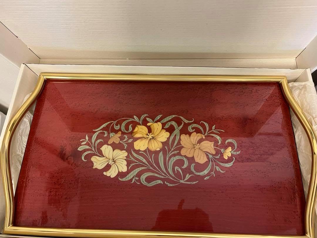 paturzo giovanni イタリア製象嵌トレイ 貴重グリーン