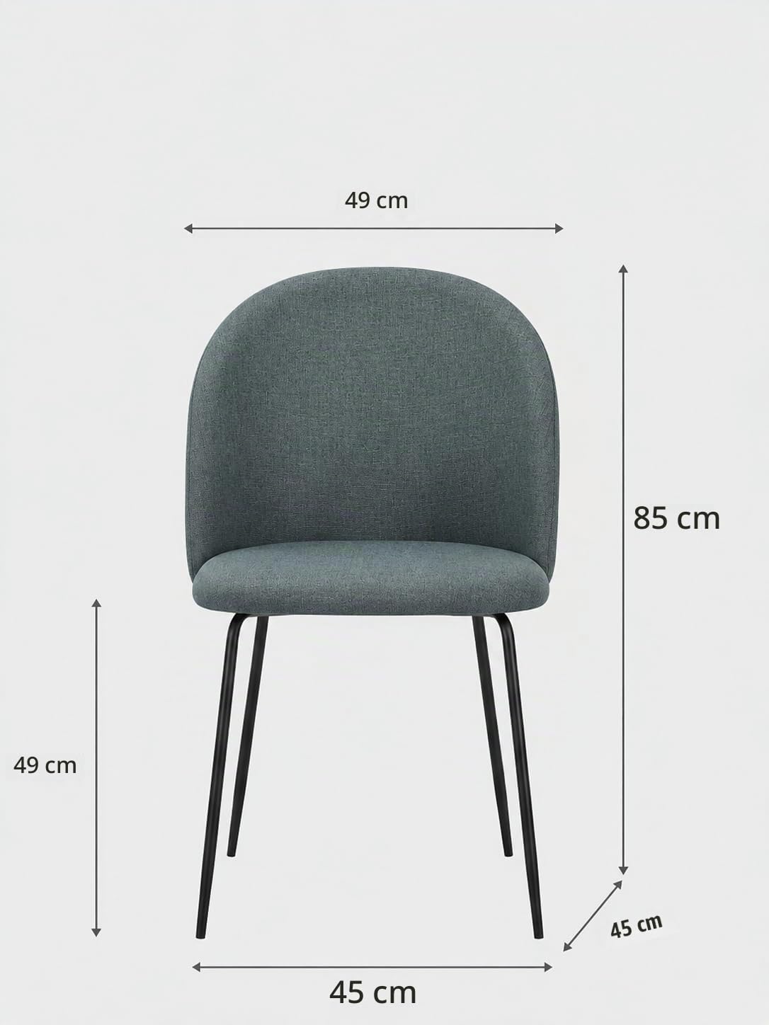 Cribel SEDIA TAMARA TESSUTO GAMBE NERE | Set 4 Sedie da Pranzo in Tessuto con Struttura in Metallo Nero | Design Moderno ed Elegante per Cucina, Soggiorno o Bar (VERDE OLIVA/GAMBE NERE)