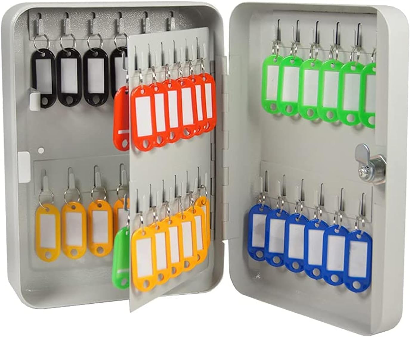 Nyganmelloz Metal Key Box (48 Keys, White) Key Storage Lock Box, Steel Key Security Cabinet Box, Key Management Wall Mount with Key Lock, Storage Key Lock Box