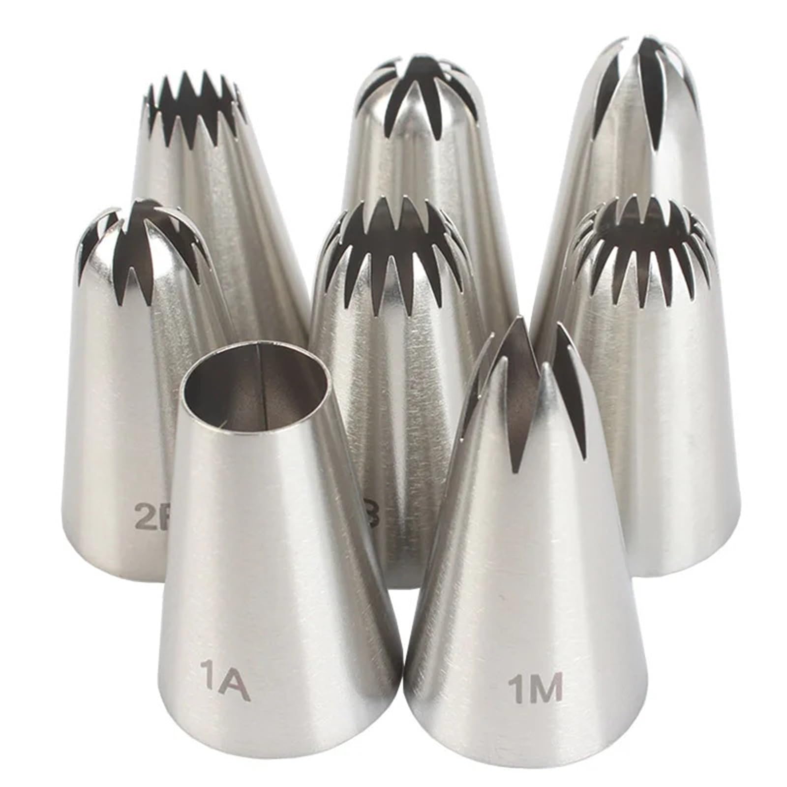 Sac a poche 8pcs Piping Nozzles Set, Stainless Steel Icing, Cream Cake Tips For Dessert Biscuit Cup, Kitchen Accessories