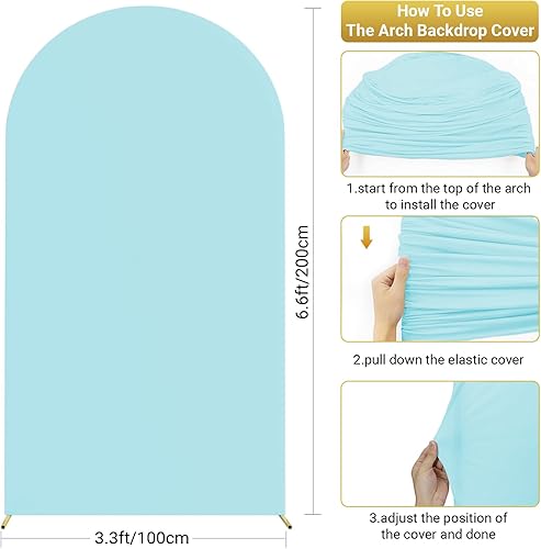 Miniatura 3 de OldPAPA 6.6FT Wedding Arch Cover Spandex Fitted Arch Backdrop Cover Round Top 2-Sided Chiara Backdrop Stand Stretchy Cover for Wedding Ceremony