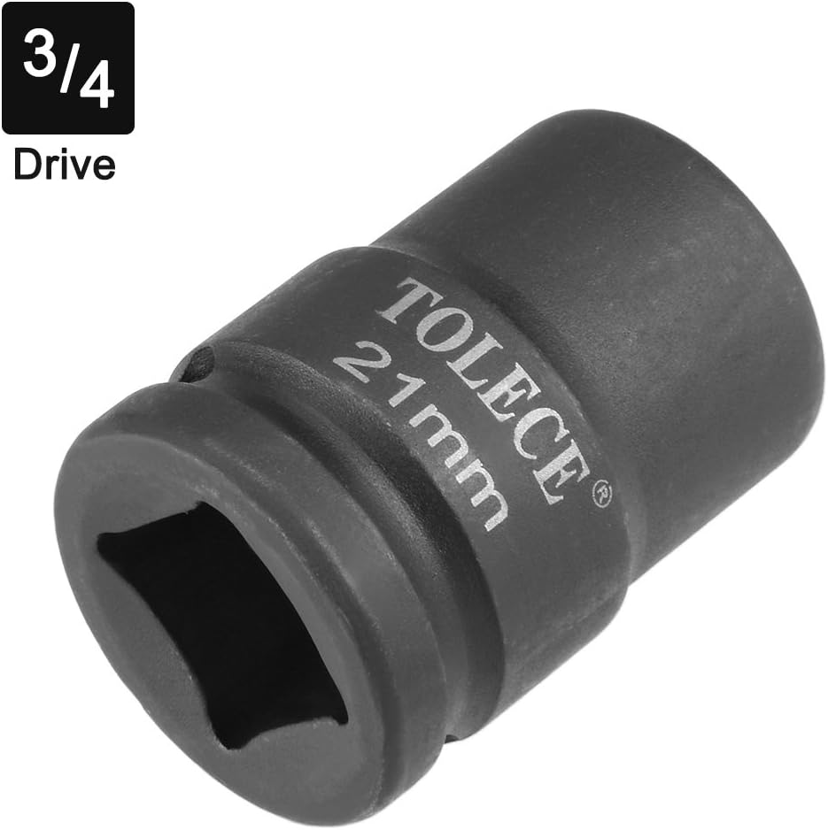 uxcell 3/4-Inch Drive by 21mm 6-Point Shallow Impact Socket, for Ratchets, Torque Electric Wrenches, Cr-Mo, Metric
