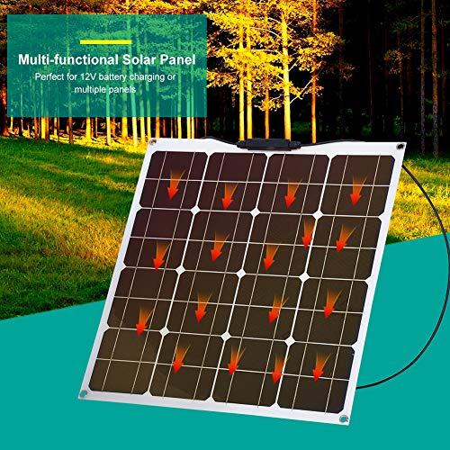 Garsent 50W Solarpanel, tragbares Flexibles 12V-Solarpanel mit Wirkungsgrad für Zuhause/Boot/Yacht/Wohnmobil für Arbeiten im Freien, Reisen oder Campingtraining