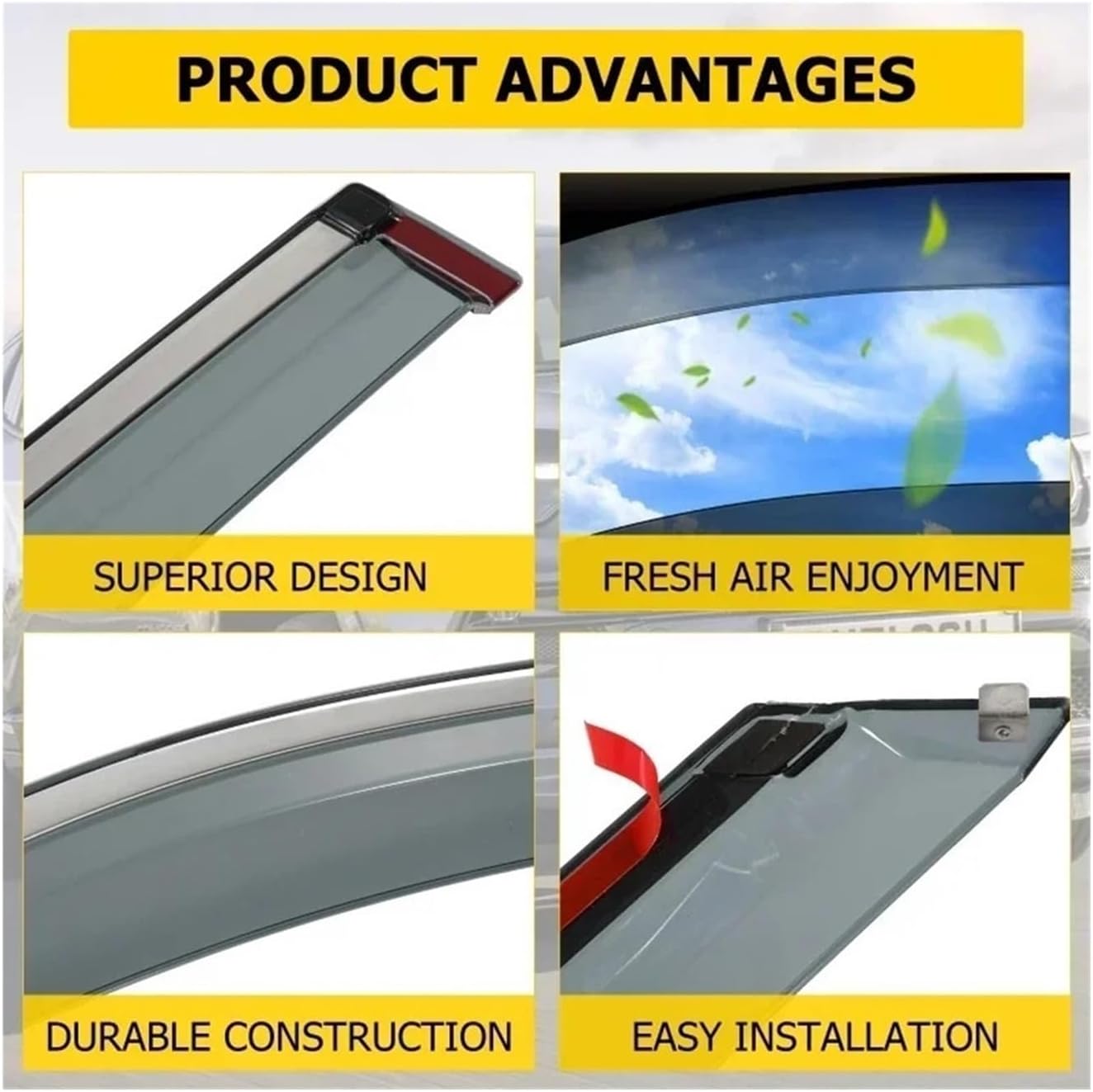 4個入り 車用サイドウィンドウデフレクター サン レイン ウェザーシールド と互換性がある ジープ コンパス 2017-2022年式