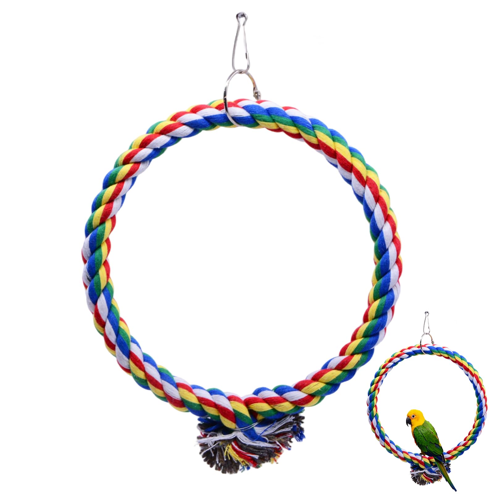 Toolzia 2-Pack Cotton Rope Bird Swings, 18cm Cage Hanging Perch Toys, Durable Bite-Resistant Swing for Budgies, Cockatiels & Small Parakeets — image 1