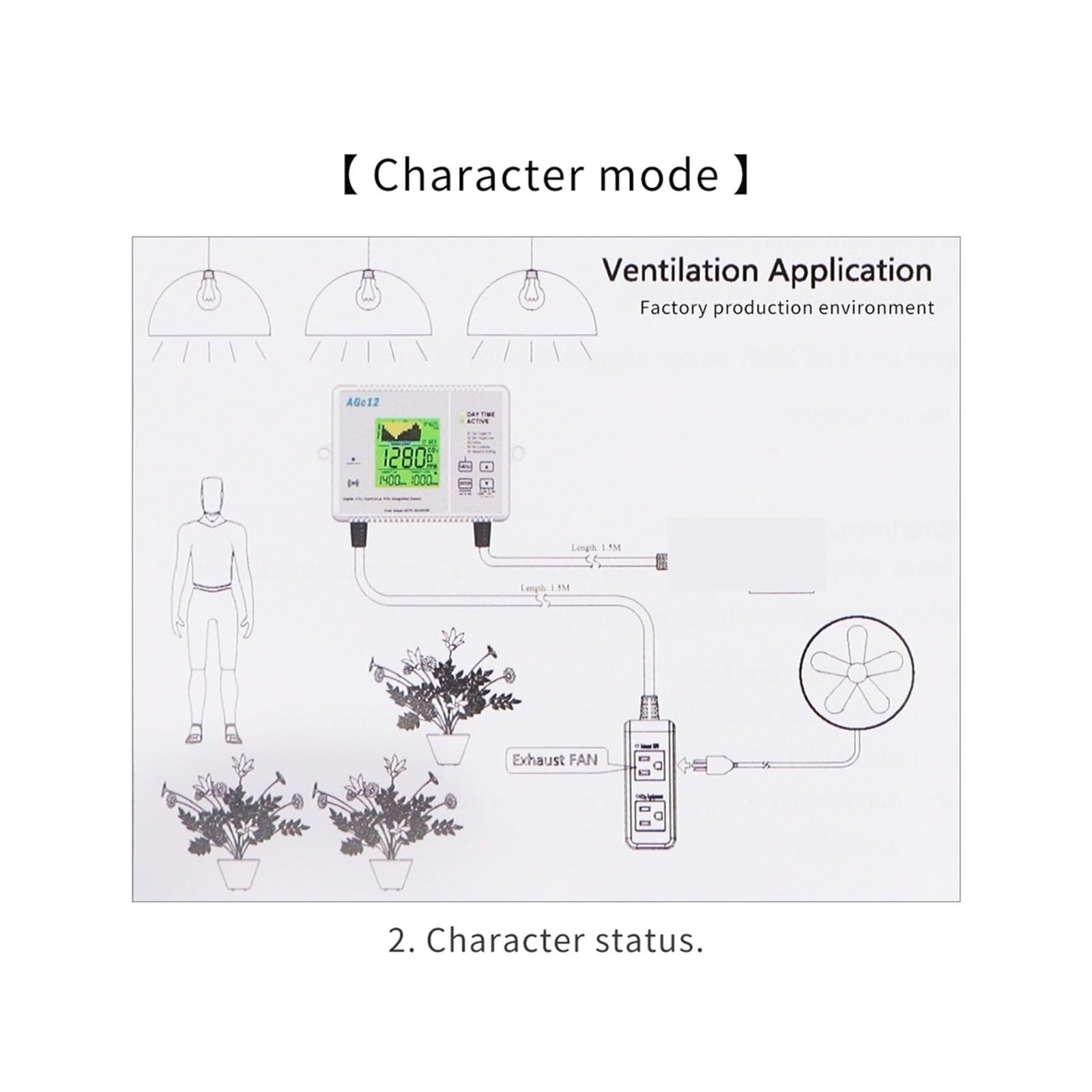 Gasdetektor, CO2-Detektor, Luftqualitätsmonitor, 0–5000 Ppm, Kontrollgenauigkeit Der CO2-Konzentration, Kohlendioxidregler for Gewächshäuser für Arbeit und Zuhause(CO2 Pressure Reducer)