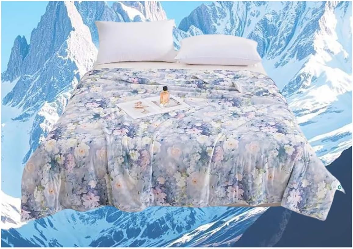 Cooling Comforter Queen Twin Size Fiber Lightweight Cool Blanket For Sleepers And Night Sweats Soft Breathable Body Double-Sided Quilt Bedding Blankets Restful Sleep Cold Tech Silk(2045,150 x 200 cm (