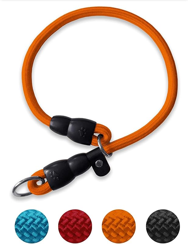 Coleira de Enforcamento para Cães em Nylon com Stopper Ajustável Mystercome Laranja Tamanho M