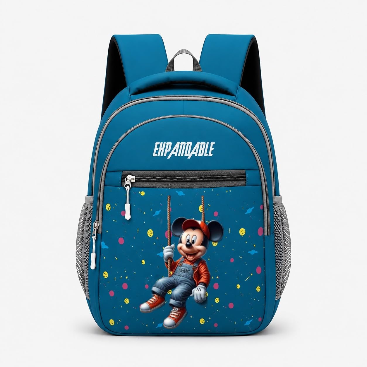 expandable Kids Backpack for Boys & Girls School Bag with Printed Mickey Mouse Character – Ergonomic Padded Straps, Durable Space Theme Daypack for Kindergarten & Elementary School – Blue-picture-46