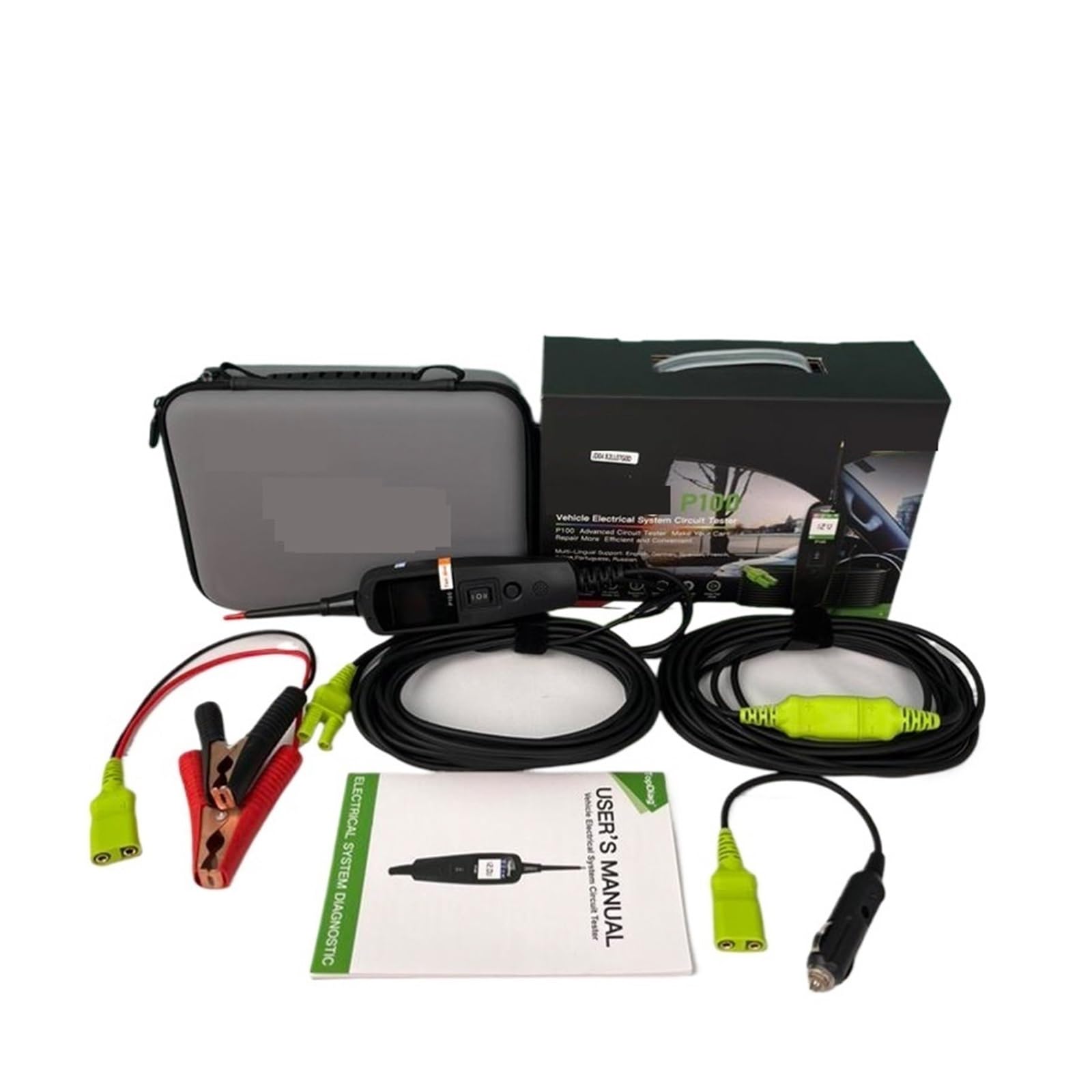 Comprobador de baterías de coche, Instrumento de diagnóstico circuitos camiones, motocicletas y automóviles P100, herramienta mantenimiento for pruebas cortocircuito, comprobador vehículos(10m tester)