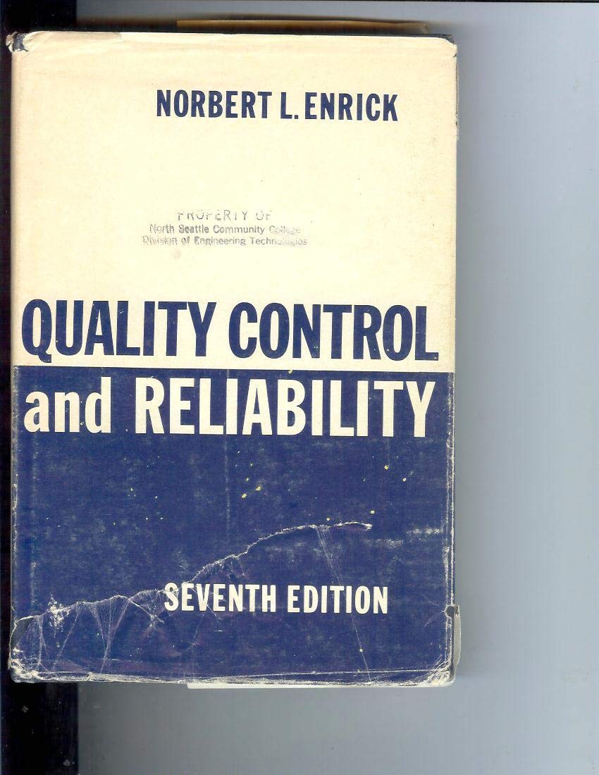 Buy Quality Control and Reliability Book Online at Low Prices in India