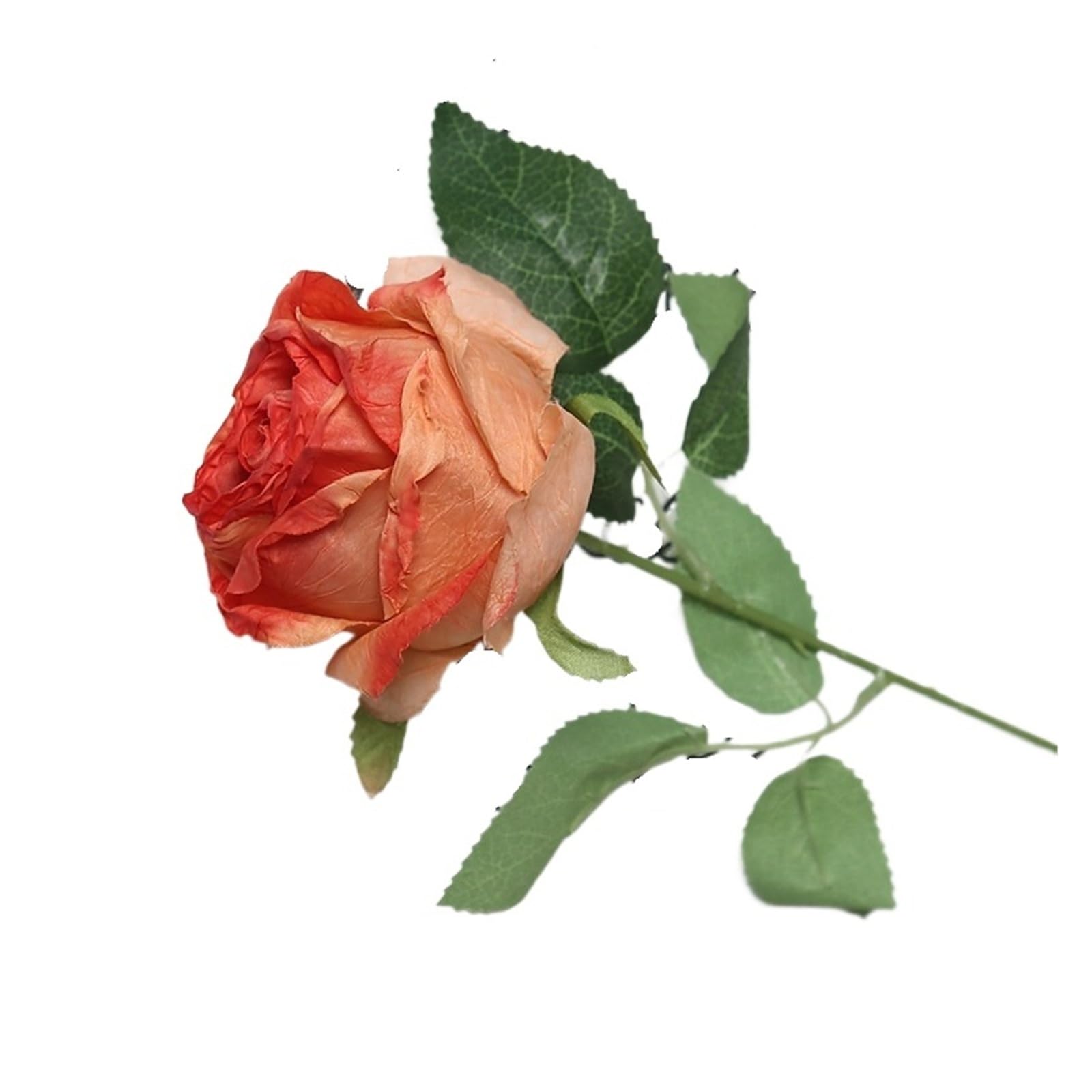 HamPaesk 12pcs Branch Silk Artificial Flowers Restaurant Decoration Simulation Fake Flower(Orange red)