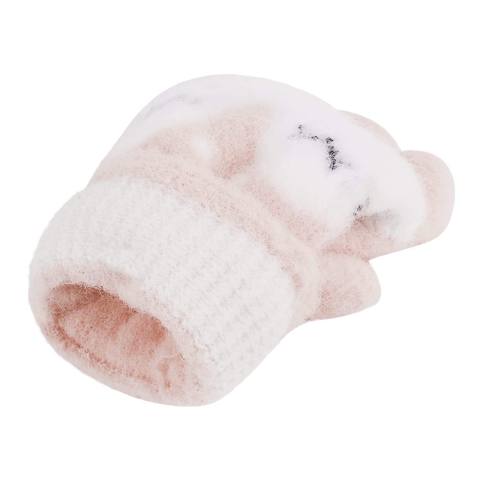 Gants en Tricot d'Hiver pour Fille et Garçon 3-6 Ans Mitaines Motif Renard Mignon Demi Doigts à Rabat Chaud