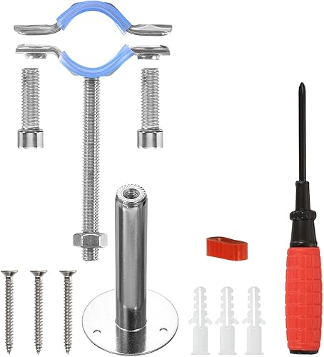 Miniatura 4 de uxcell Soporte de tubería de acero inoxidable para montaje en pared, soporte de tubo de montaje en techo, altura ajustable de 3.937-7.874 in para