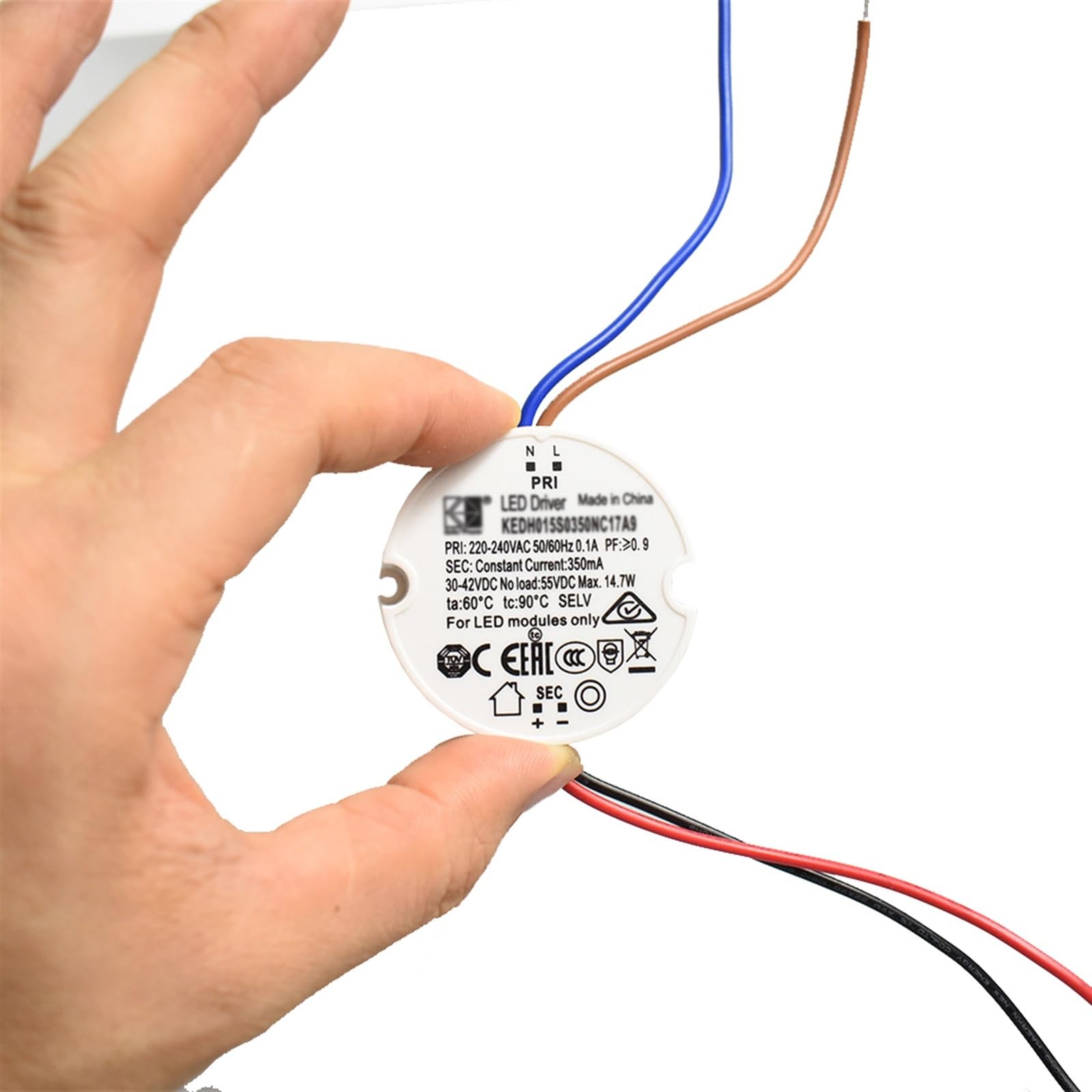 Trasformatore LED rotondo dimmerabile 10W 12W Trasformatore Trailing Edge Dimming Driver lampada a sospensione Convertitore 350mA 15W for plafoniera 30-42V AC200-240V(30-42V 300mA)