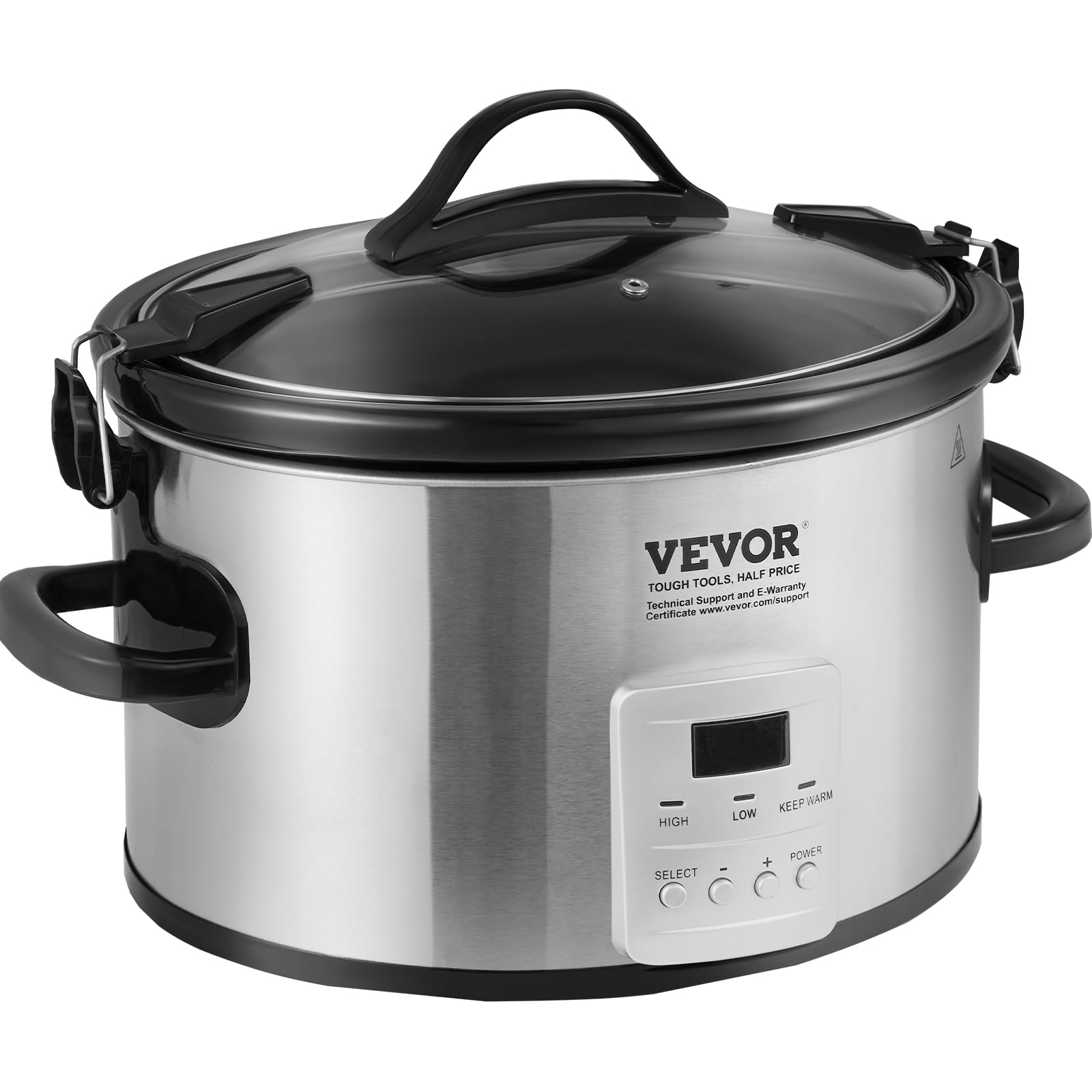 VEVOR Slow Cooker, 8QT 320W Electric Slow Cooker Pot with 3-Level Heat Settings, Digital Slow Cookers with 20 Hours Max Timer, Locking Lid, Ceramic Inner Pot for Home/Commercial Use