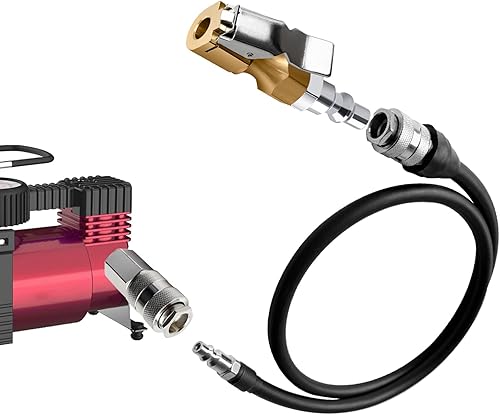 Miniatura 2 de Sets 14 inch NPT Brass Air Chuck Closed Flow Car Tire Chucks Heavy Duty Quick Lock on Tire Inflator Chuck with Clip Car Tool Nozzle Caps 2Sets Air