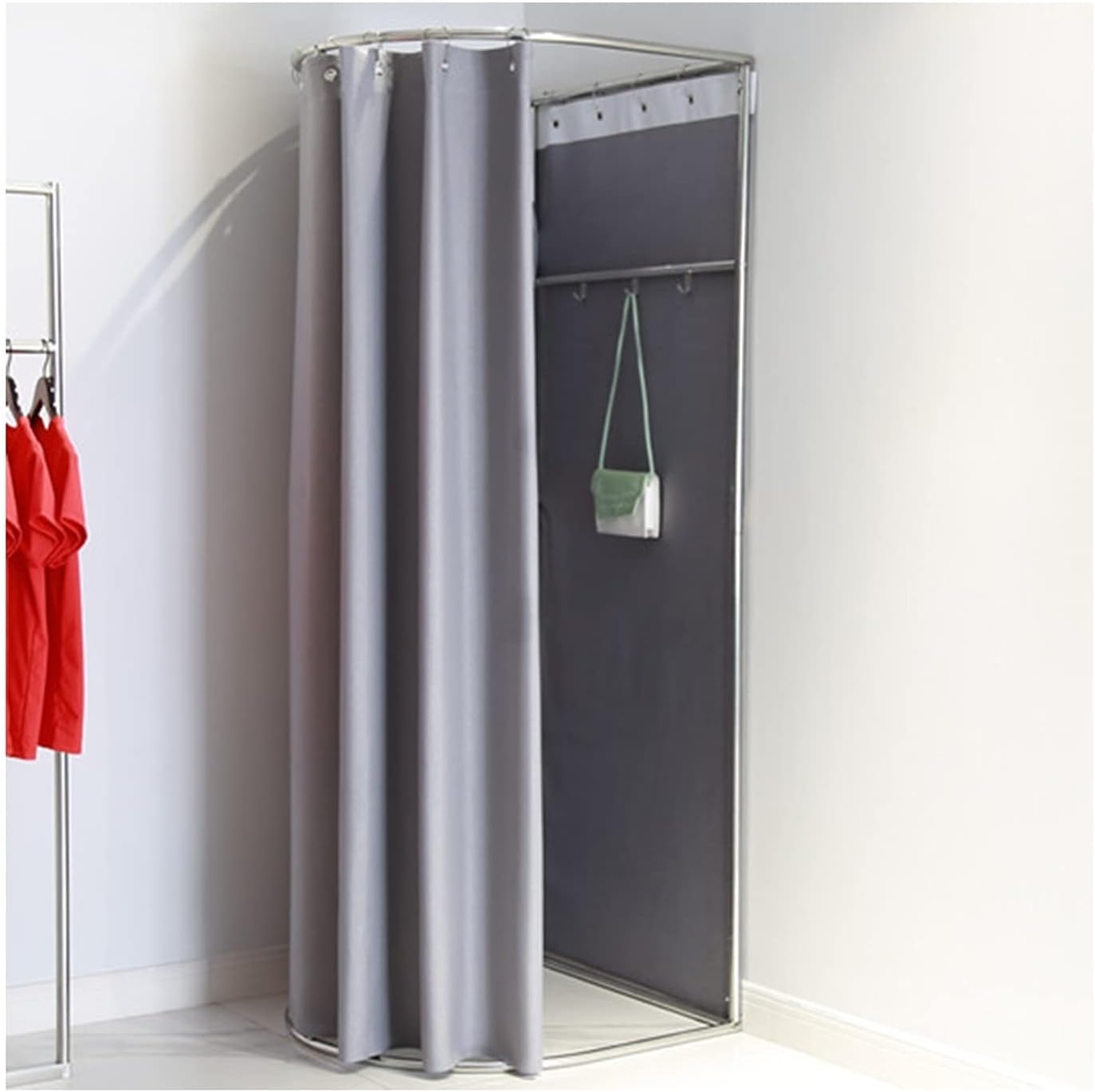 Semi-Circular Campsite Toilet Changing Room Private Curtain Board Fitting Room Dressing Room Curtain Kit and Metal Frame Shelf Folding Room Simple Dressing Room 10 Colors 2 Sizes (C 70x70x200cm)