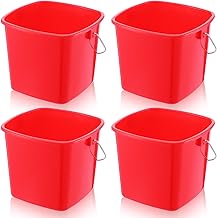 4 Pack Small Cleaning Pail, Square Detergent Bucket with Spout and Handle for Home, Offices, School, Commercial Use