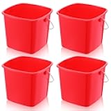 4 Pack Small Cleaning Pail, Square Detergent Bucket with Spout and Handle for Home, Offices, School, Commercial Use