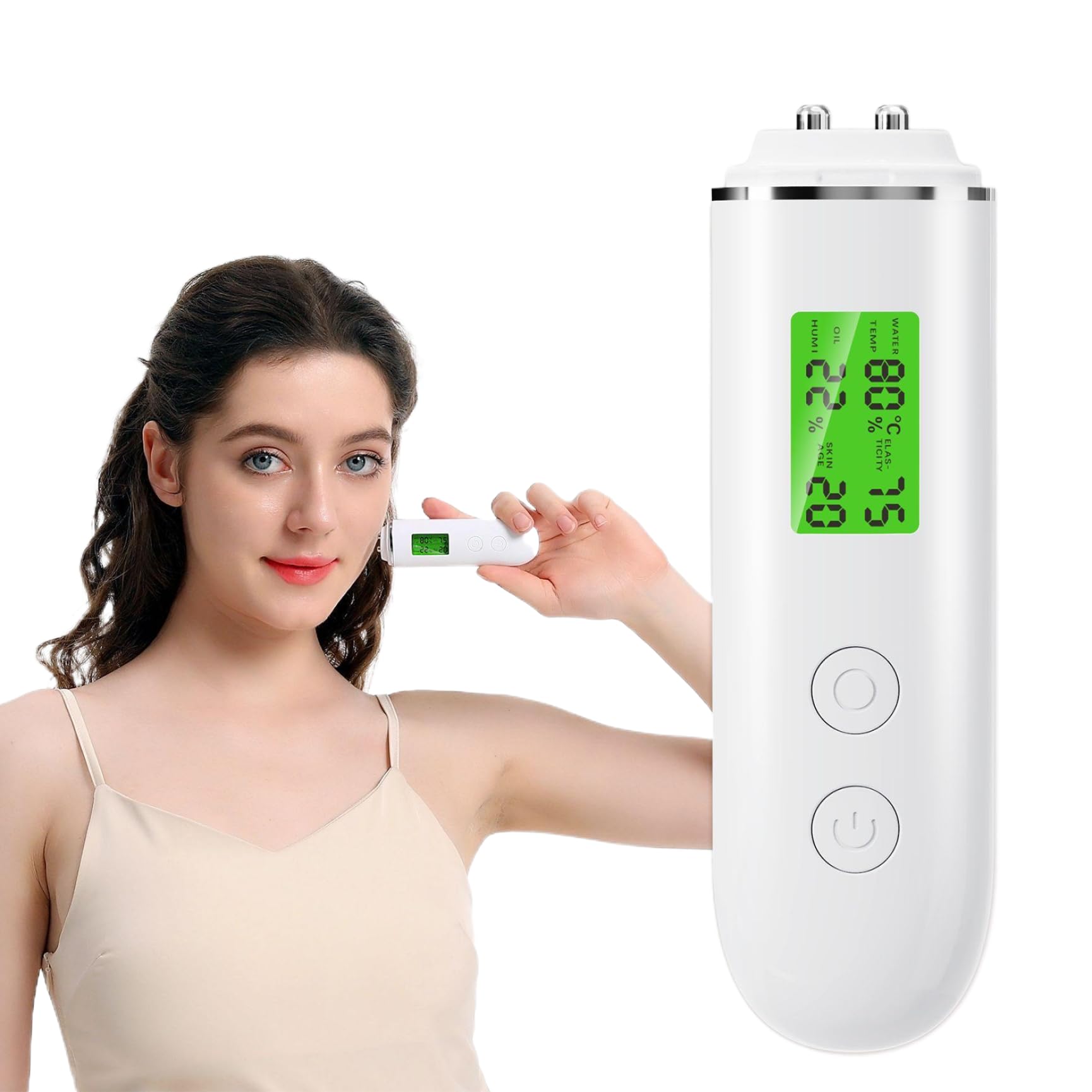 Testeur d'hydratation pour la peau, testeur d'hydratation de la peau, Testeur d'humidité rechargeable LCD Digital Tester Skin Skin Oil Content Analyseur de soins Face Care Tool pour Beauty Salon Spa
