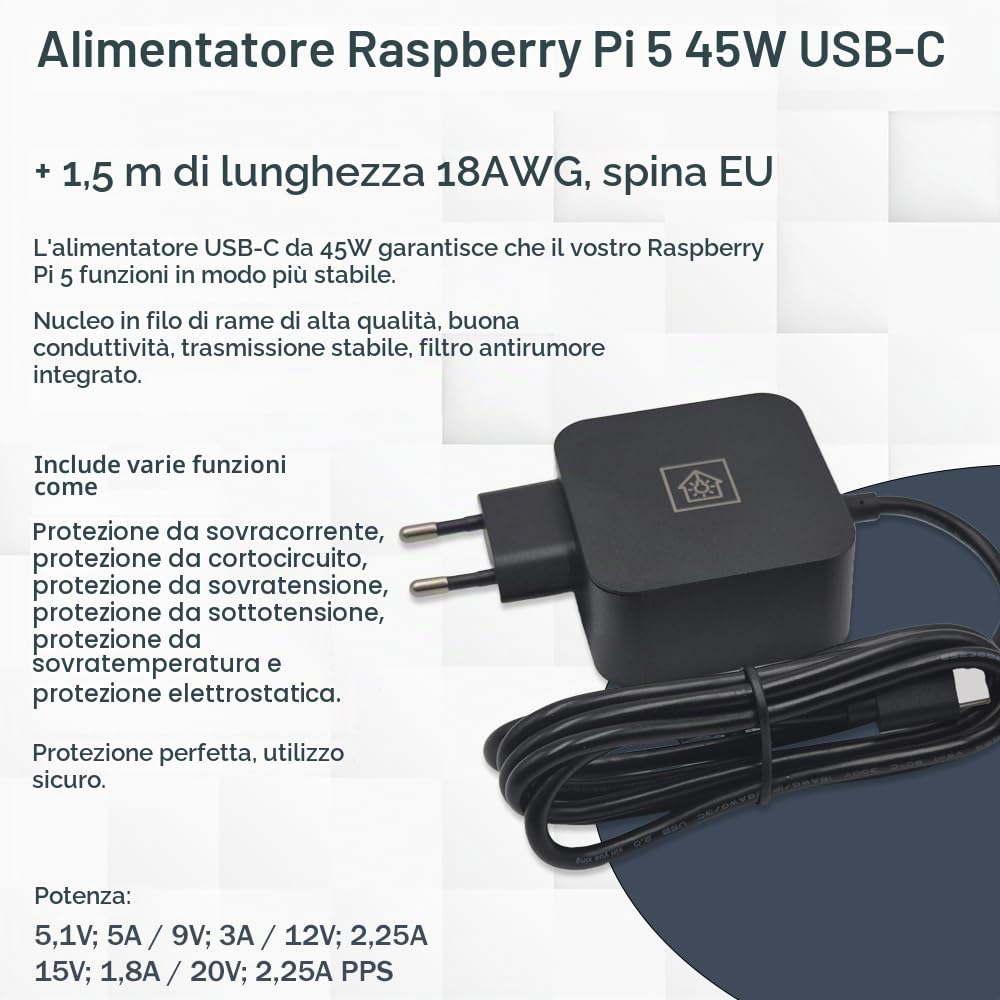 Raspberry Pi 5 16 GB PCIe M.2 NVMe, kit | alloggiamento in metallo | Active Cooler | M.2 NVMe SSD PCIe Board | alimentatore USB-C 45 W | scheda SD da 64 GB | cavo micro HDMI 4K | ideale per Home