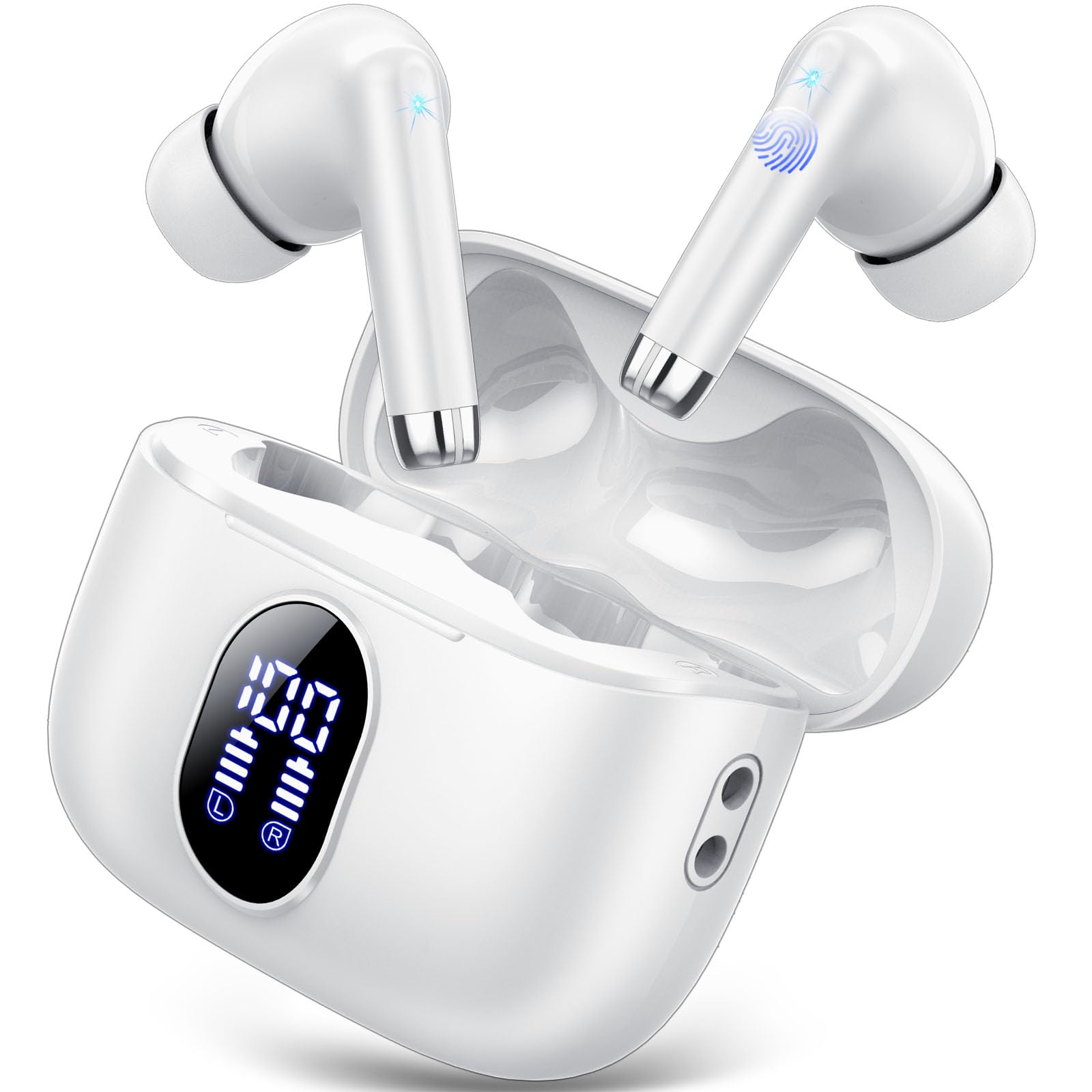 2026 Nuevo Auriculares Bluetooth, Auriculares Inalambricos Bluetooth 5.4 HiFi Estéreo con 4 ENC Mic, 40H Cascos Inalambricos Bluetooth con Pantalla, Audifonos Inalambricos para Android iOS, Negro Puro — view 8
