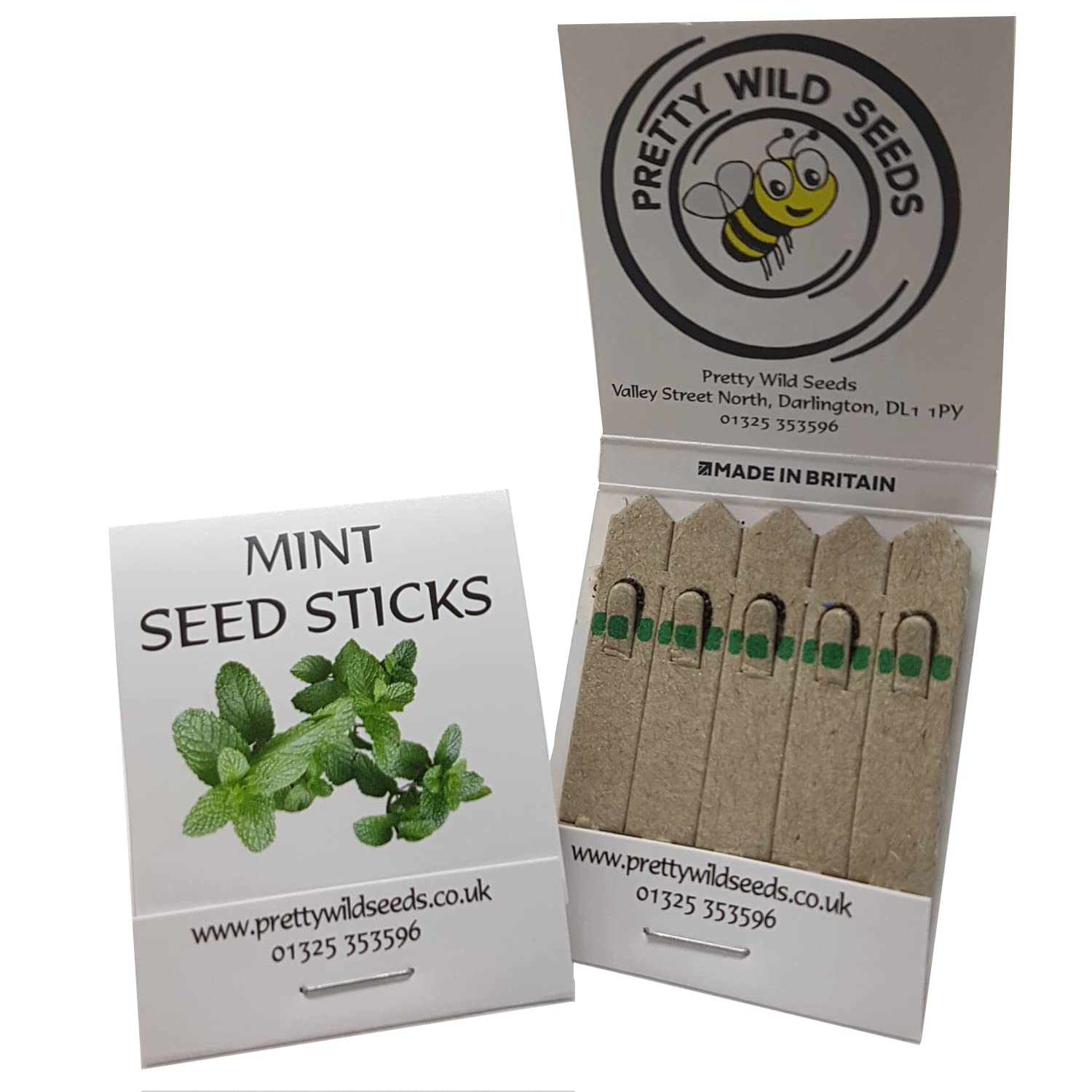 Herbs Seed Sticks Matchstick Packets Made with Real Herb Seeds Birthday Party Bag Fillers Promotional Items Giveaways (Mint, 10 Packets)