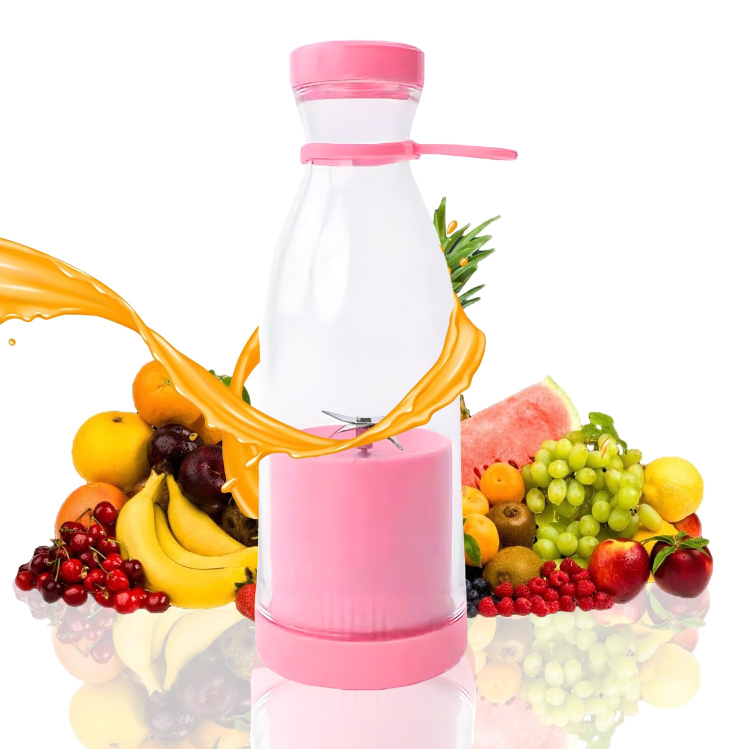 Oblivion Electric Juicer Bottle Blender, Grinder, Mixer Machine for Fruits and Vegetables - USB Rechargeable, Portable, 420 ML Multicolor - for Juice, Shakes and Smoothies-picture-21