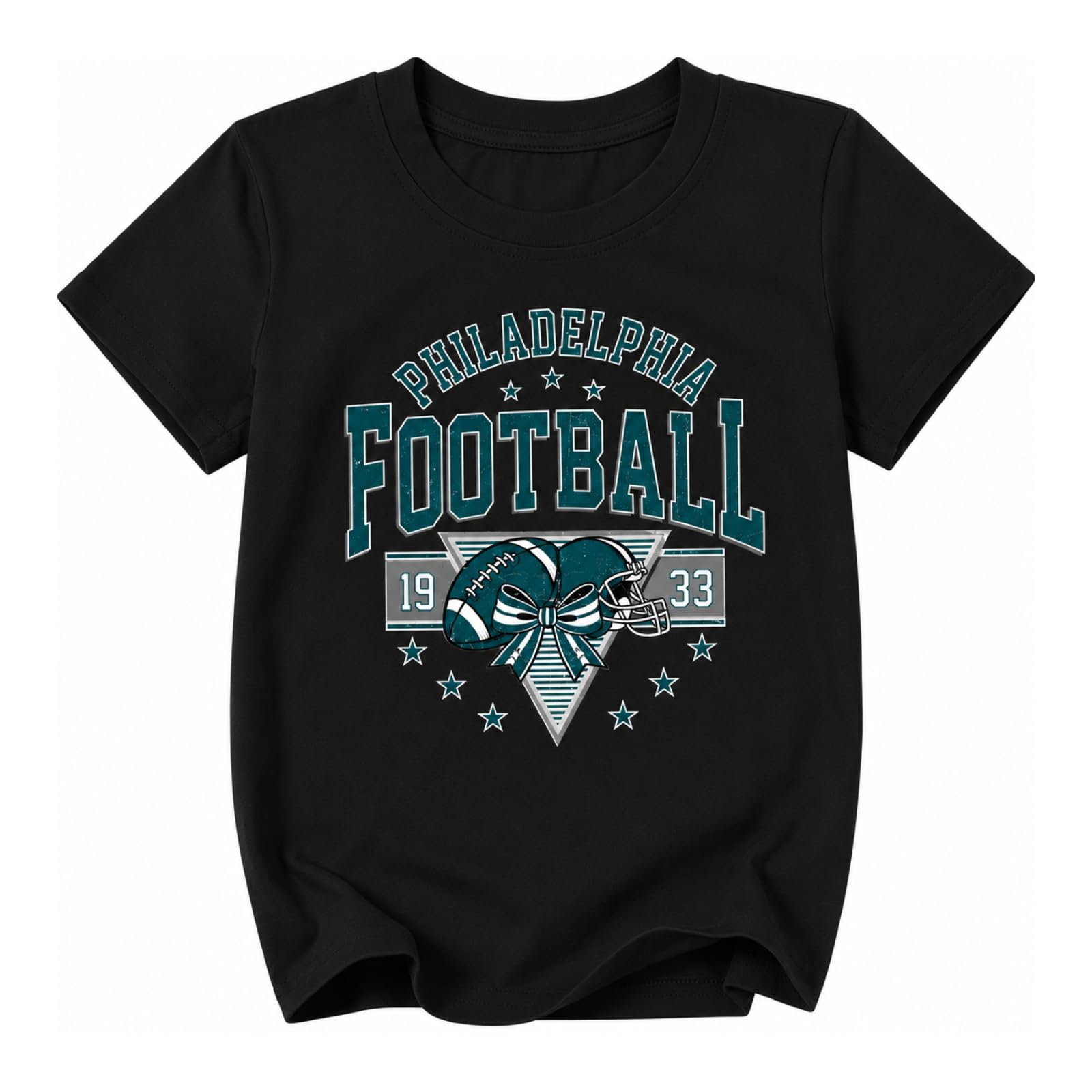 Kids Football Shirt Game Day Graphic Tee Boys Girls Short Sleeve Sports Top